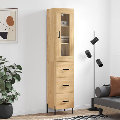 Skříň Highboard Betonově Šedá 34,5X34X180 Cm Kompozitní Dřevo