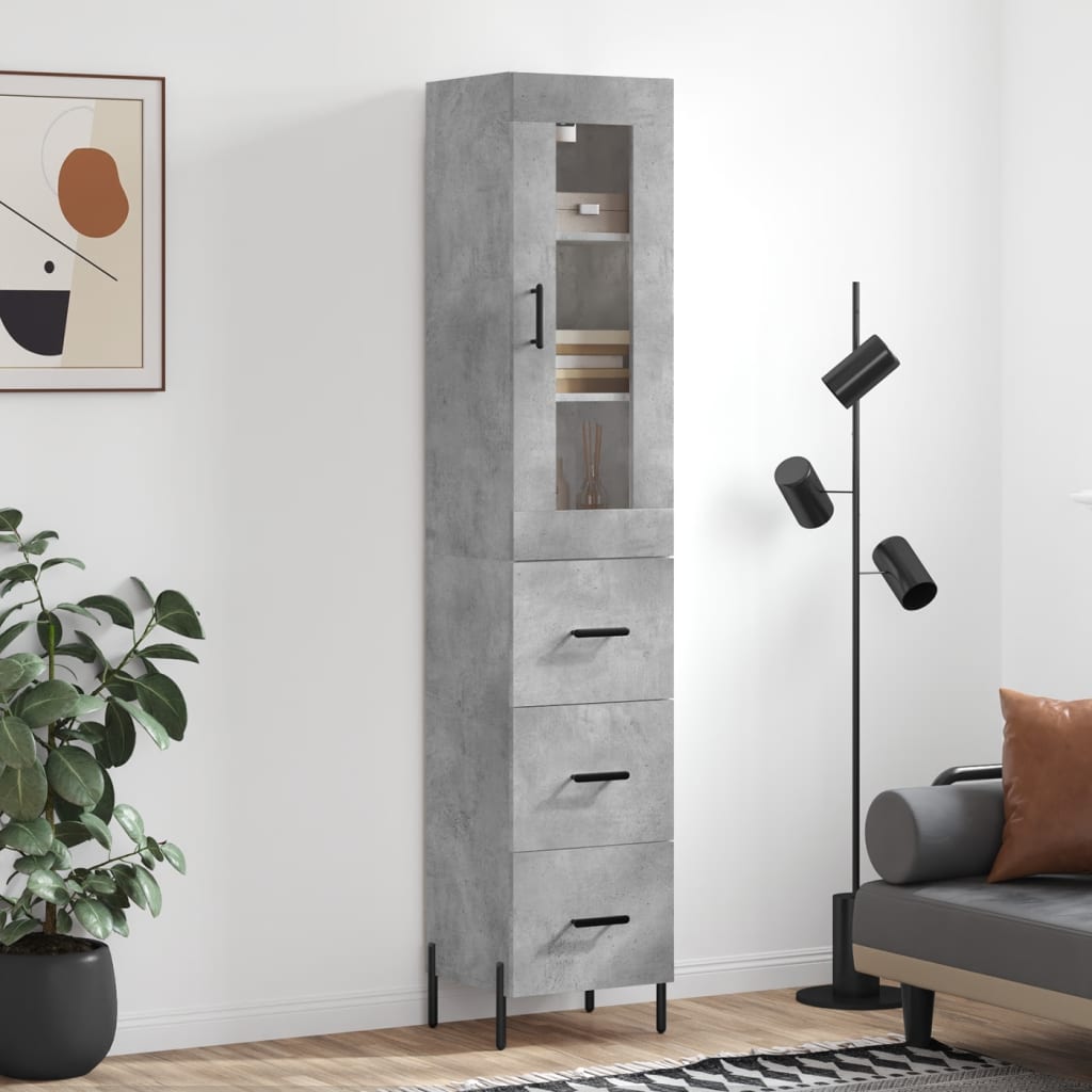 Skříň Highboard Betonově Šedá 34,5X34X180 Cm Kompozitní Dřevo