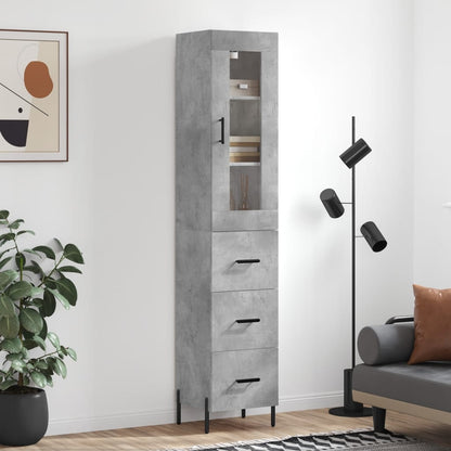 Skříň Highboard Betonově Šedá 34,5X34X180 Cm Kompozitní Dřevo