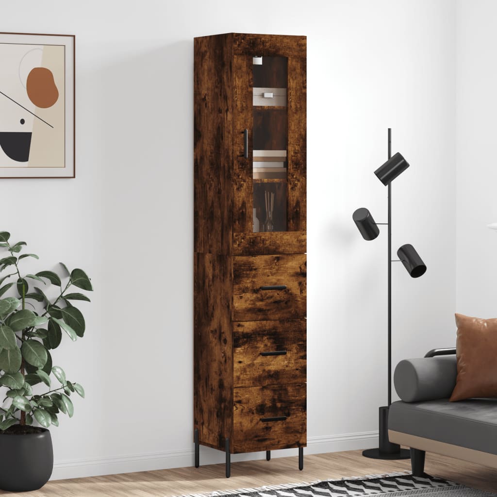 Skříň Highboard Betonově Šedá 34,5X34X180 Cm Kompozitní Dřevo