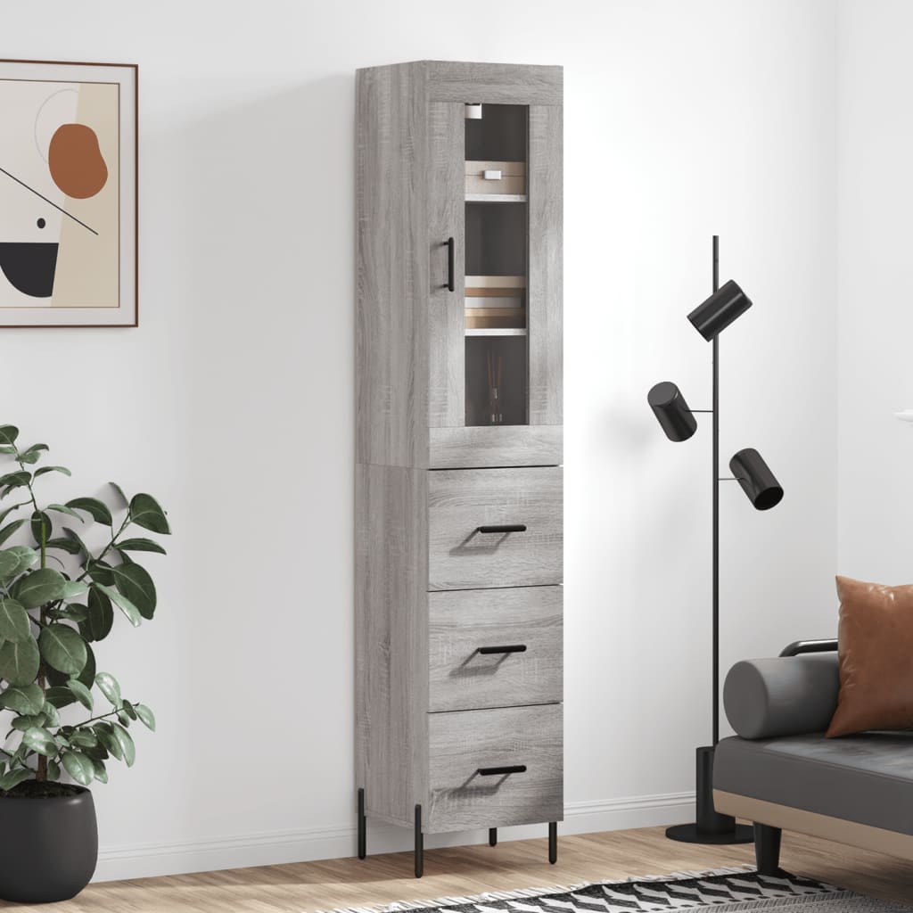 Skříň Highboard Betonově Šedá 34,5X34X180 Cm Kompozitní Dřevo