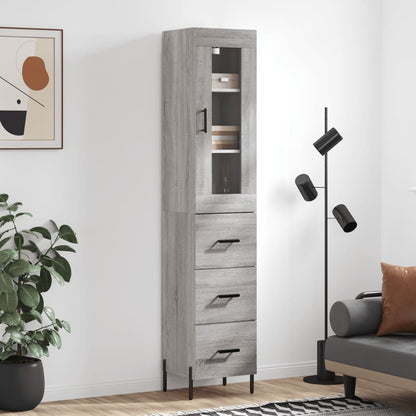 Skříň Highboard Betonově Šedá 34,5X34X180 Cm Kompozitní Dřevo