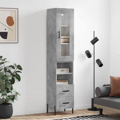 Skříň Highboard Betonově Šedá 34,5X34X180 Cm Kompozitní Dřevo
