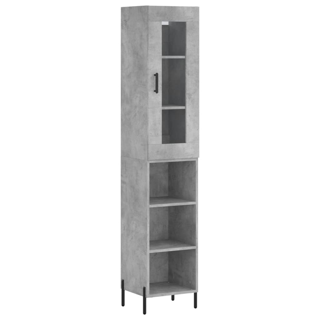 Skříň Highboard Betonově Šedá 34,5X34X180 Cm Kompozitní Dřevo
