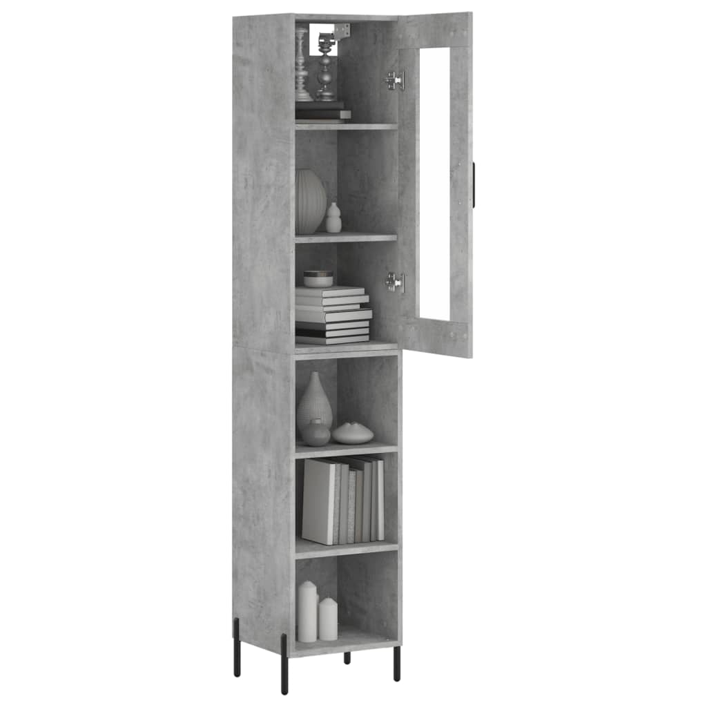 Skříň Highboard Betonově Šedá 34,5X34X180 Cm Kompozitní Dřevo