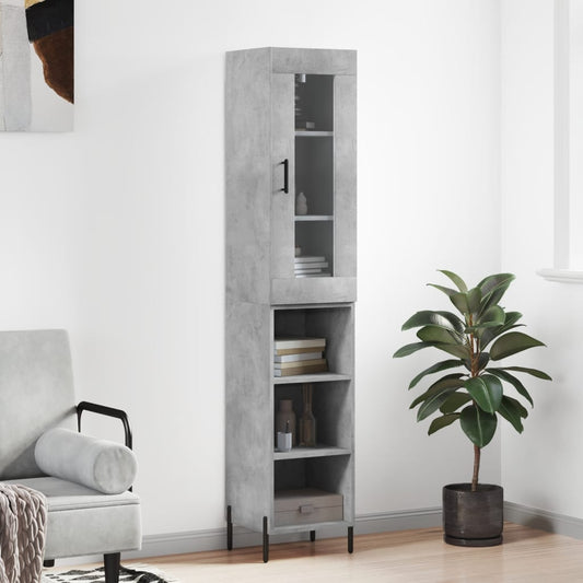 Skříň Highboard Betonově Šedá 34,5X34X180 Cm Kompozitní Dřevo