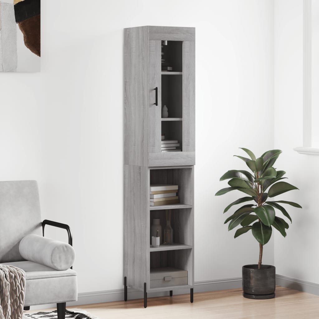 Skříň Highboard Betonově Šedá 34,5X34X180 Cm Kompozitní Dřevo