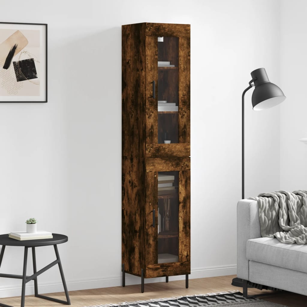 Skříň Highboard Betonově Šedá 34,5X34X180 Cm Kompozitní Dřevo