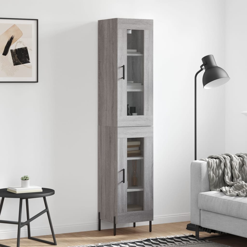 Skříň Highboard Betonově Šedá 34,5X34X180 Cm Kompozitní Dřevo
