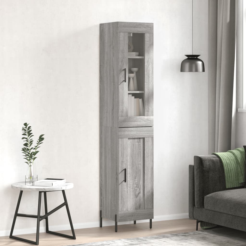 Skříň Highboard Betonově Šedá 34,5X34X180 Cm Kompozitní Dřevo