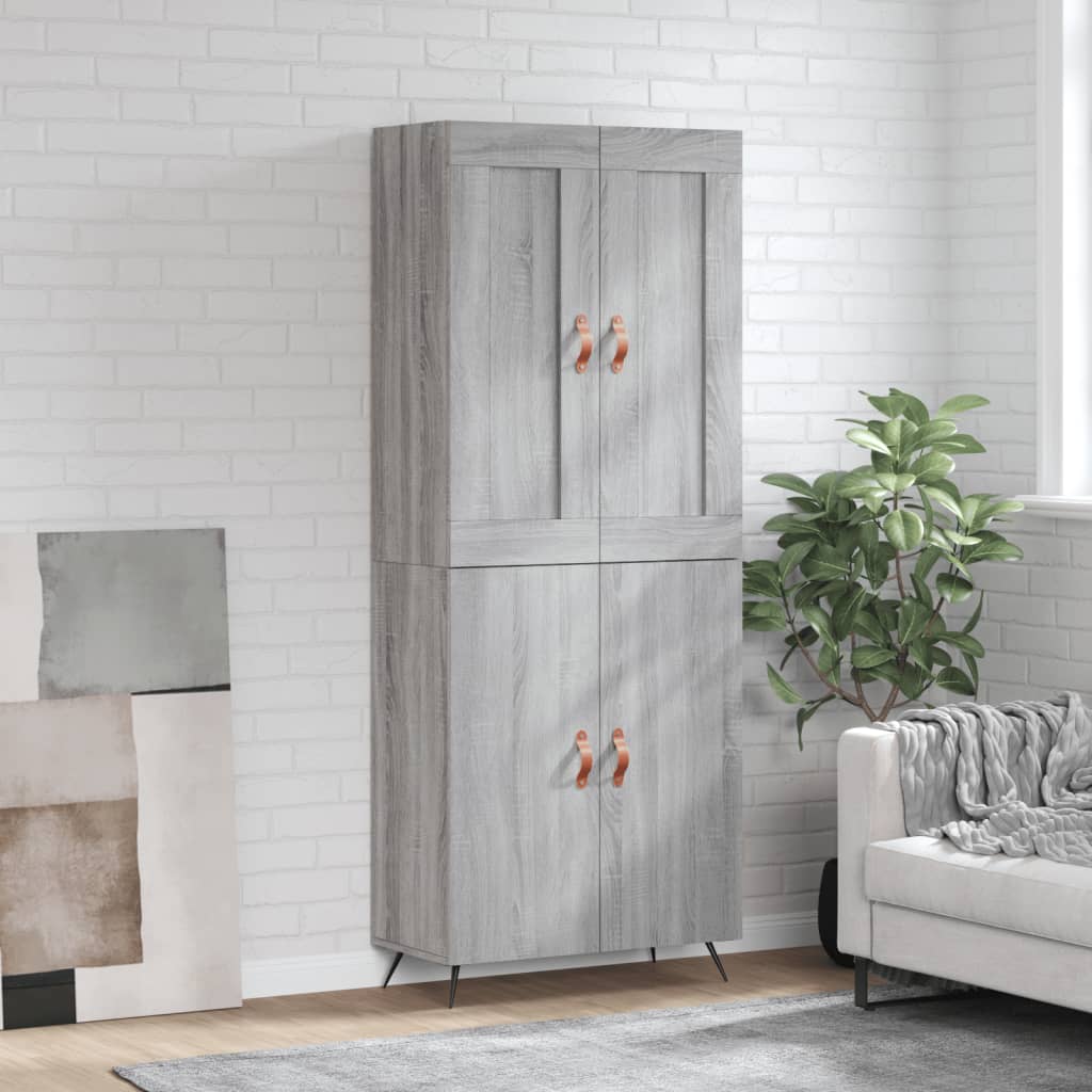 Skříň Highboard Betonově Šedá 69,5X34X180 Cm Kompozitní Dřevo