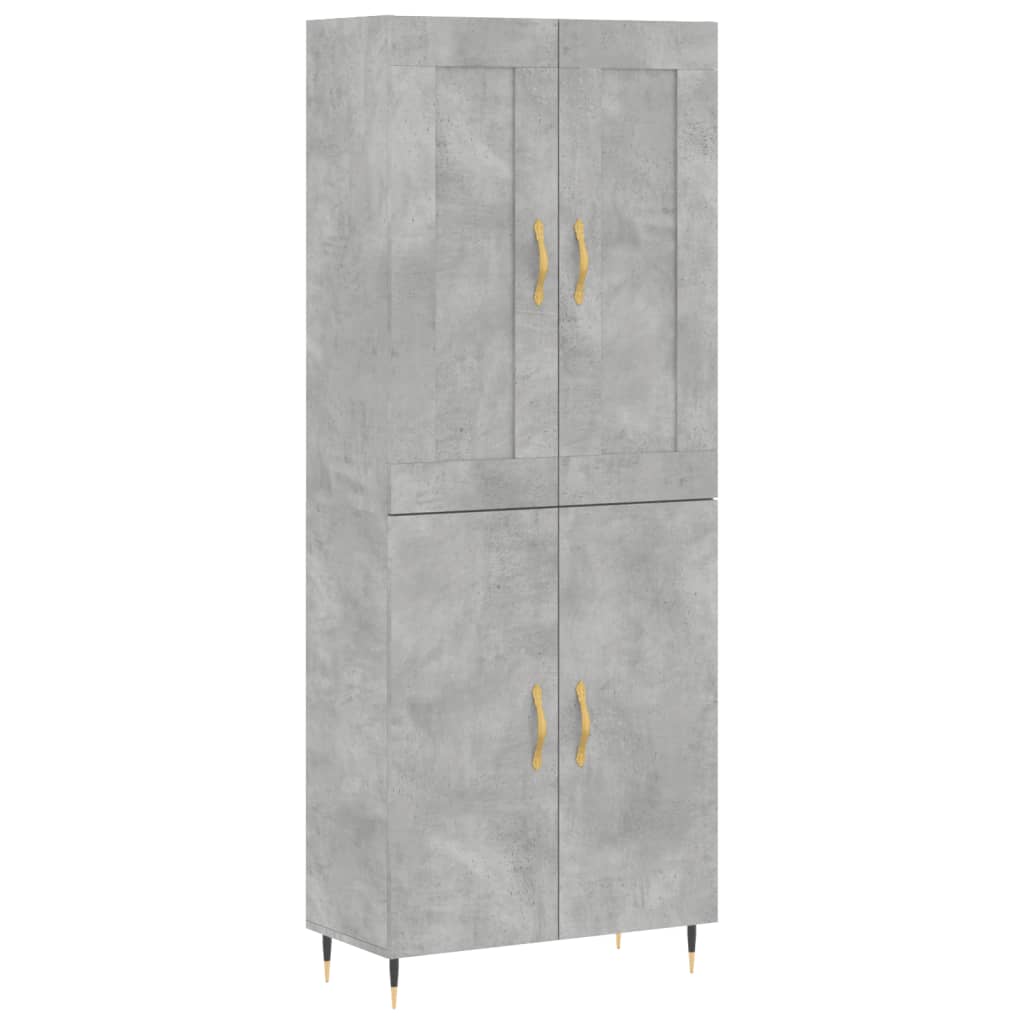 Skříň Highboard Betonově Šedá 69,5X34X180 Cm Kompozitní Dřevo