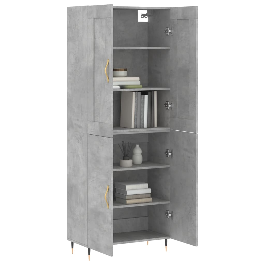 Skříň Highboard Betonově Šedá 69,5X34X180 Cm Kompozitní Dřevo