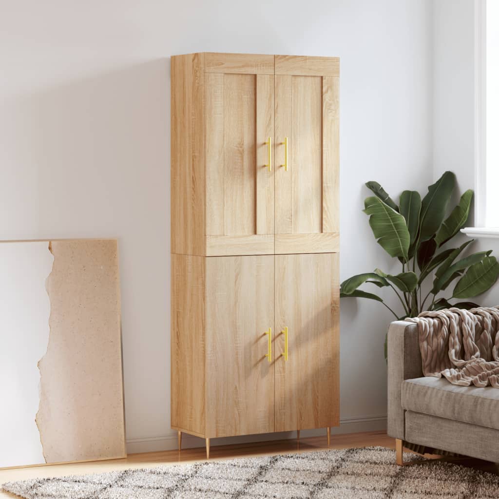 Skříň Highboard Betonově Šedá 69,5X34X180 Cm Kompozitní Dřevo
