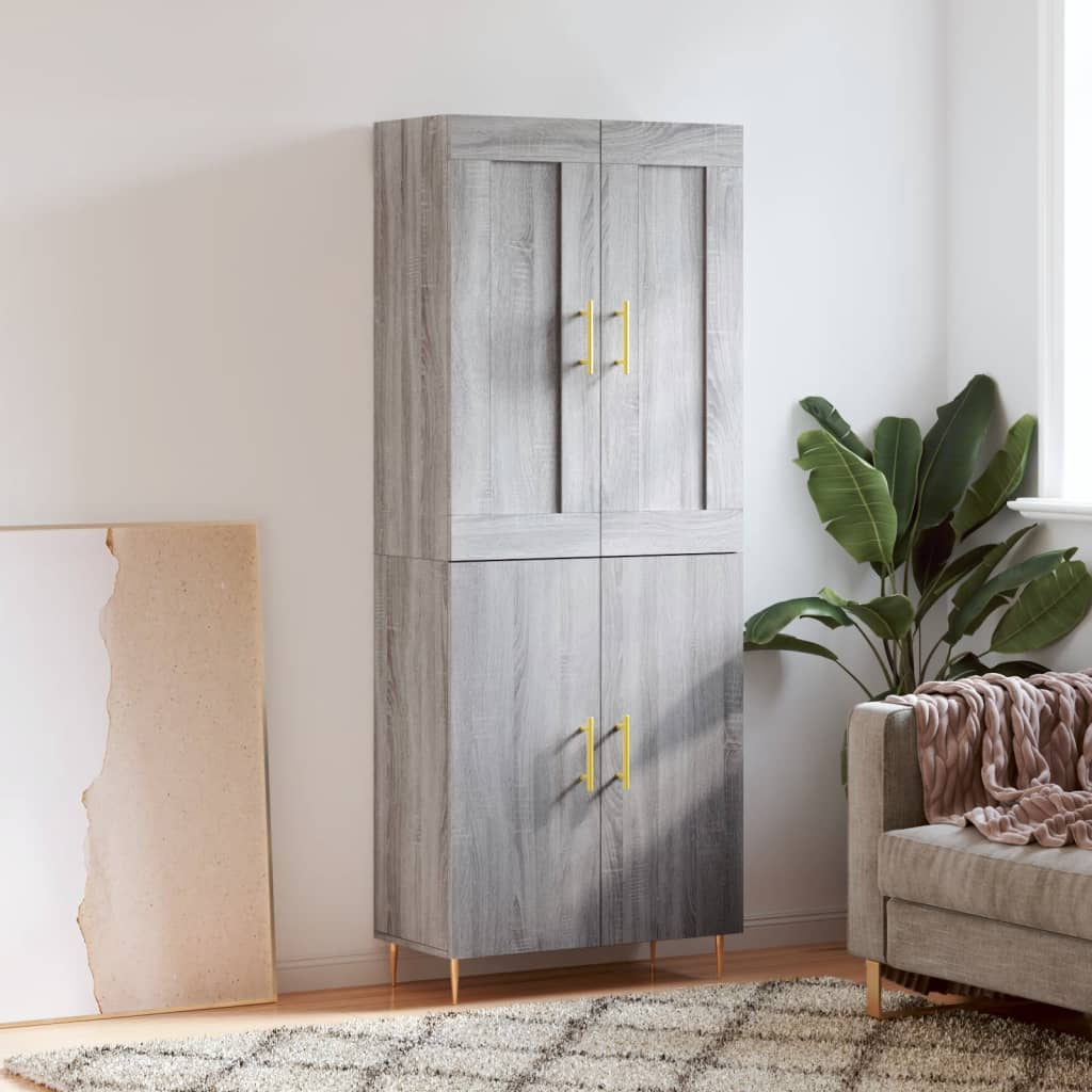 Skříň Highboard Betonově Šedá 69,5X34X180 Cm Kompozitní Dřevo