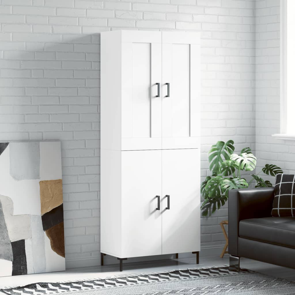 Skříň Highboard Lesklá Bílá 69,5 X 34 X 180 Cm Kompozitní Dřevo