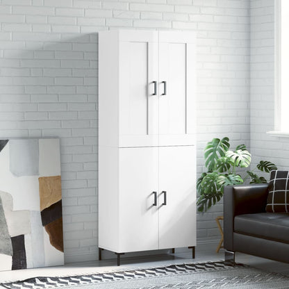 Skříň Highboard Lesklá Bílá 69,5 X 34 X 180 Cm Kompozitní Dřevo