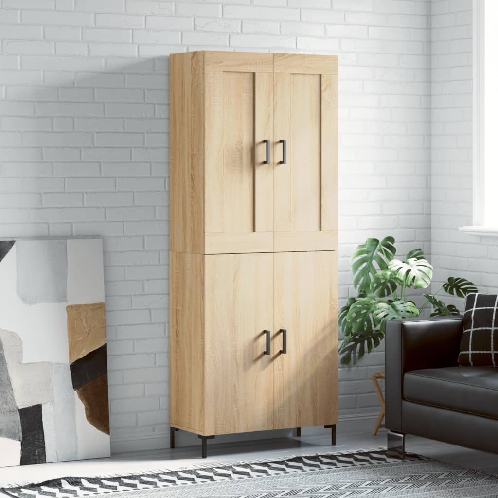 Skříň Highboard Lesklá Bílá 69,5 X 34 X 180 Cm Kompozitní Dřevo