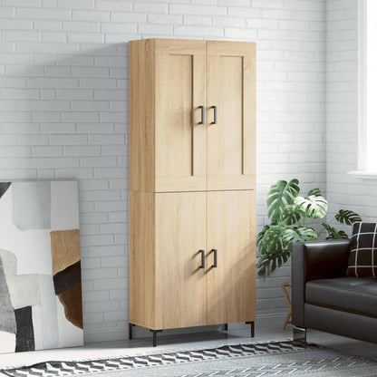 Skříň Highboard Lesklá Bílá 69,5 X 34 X 180 Cm Kompozitní Dřevo