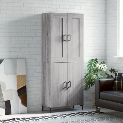 Skříň Highboard Lesklá Bílá 69,5 X 34 X 180 Cm Kompozitní Dřevo