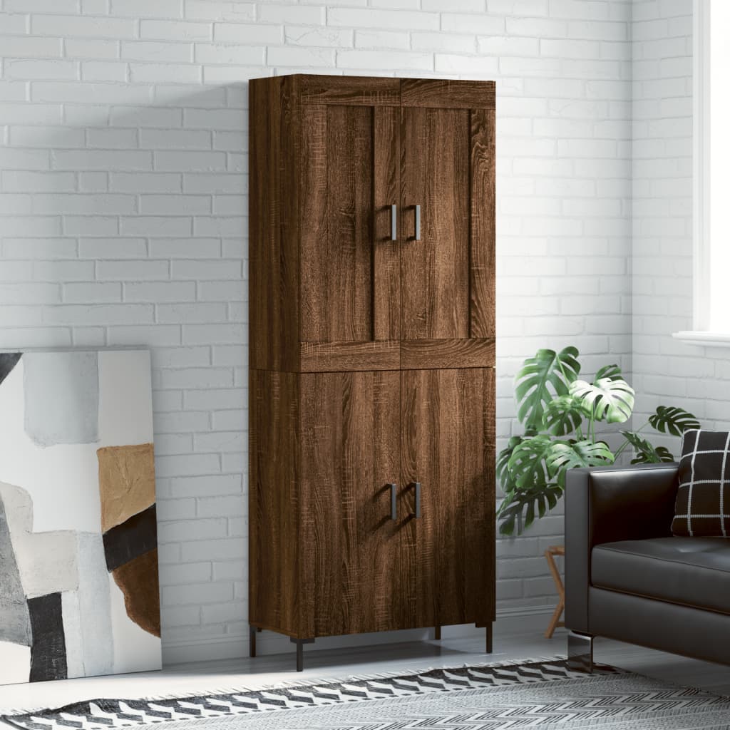 Skříň Highboard Lesklá Bílá 69,5 X 34 X 180 Cm Kompozitní Dřevo
