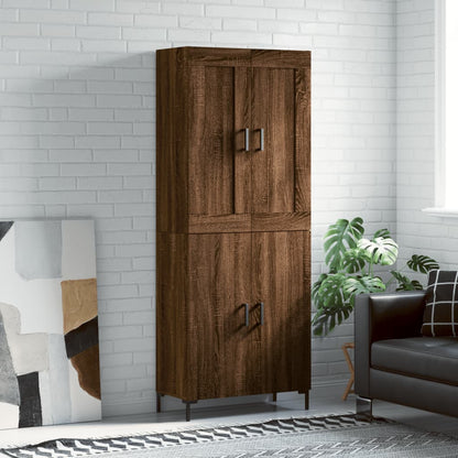 Skříň Highboard Lesklá Bílá 69,5 X 34 X 180 Cm Kompozitní Dřevo