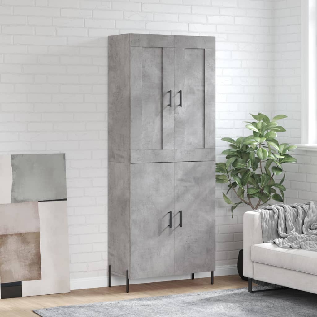 Skříň Highboard Betonově Šedá 69,5X34X180 Cm Kompozitní Dřevo