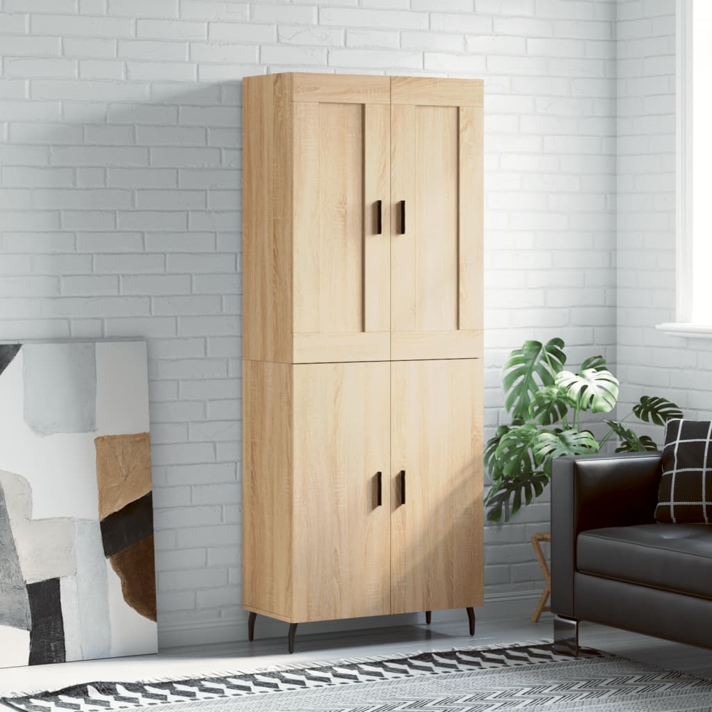 Skříň Highboard Betonově Šedá 69,5X34X180 Cm Kompozitní Dřevo
