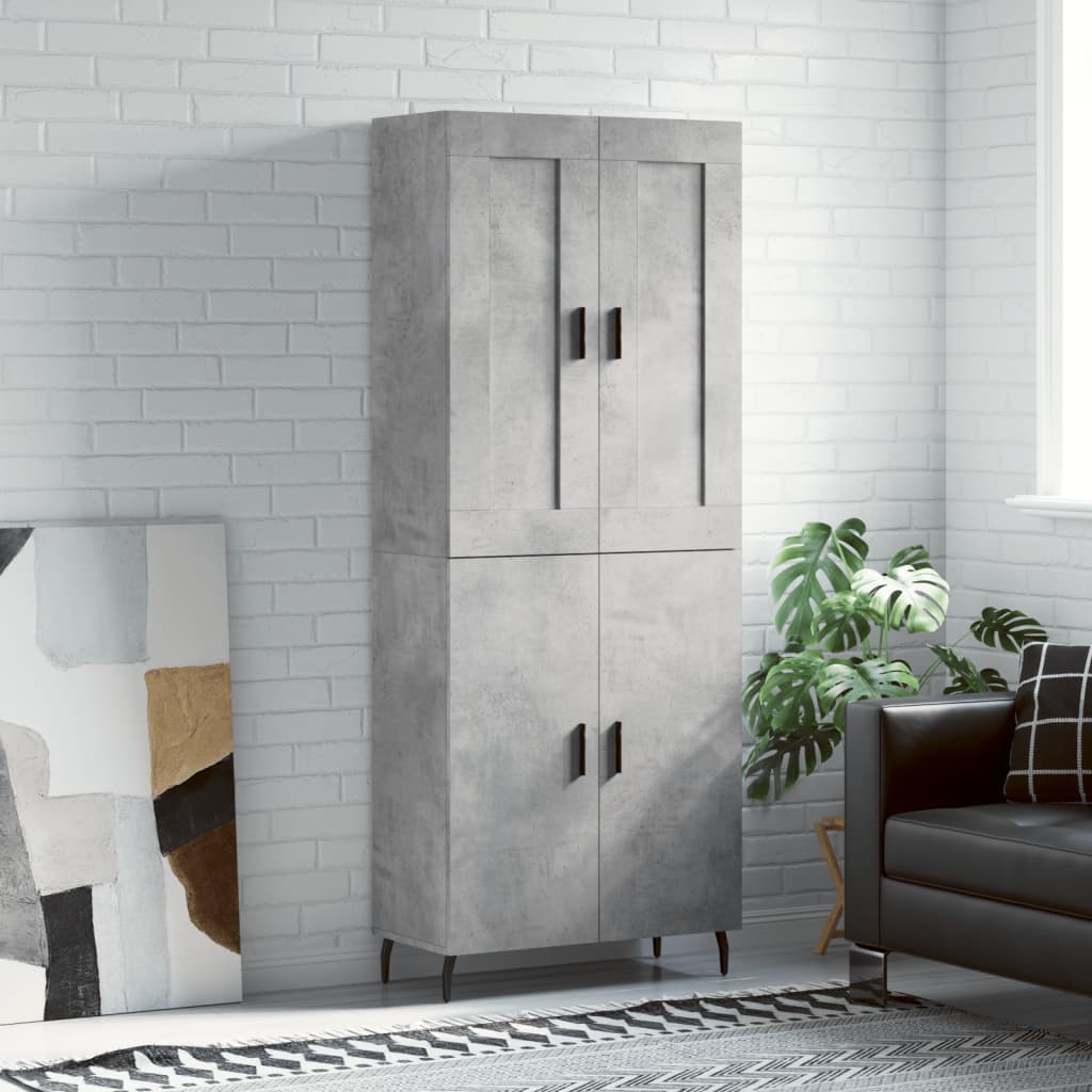 Skříň Highboard Betonově Šedá 69,5X34X180 Cm Kompozitní Dřevo