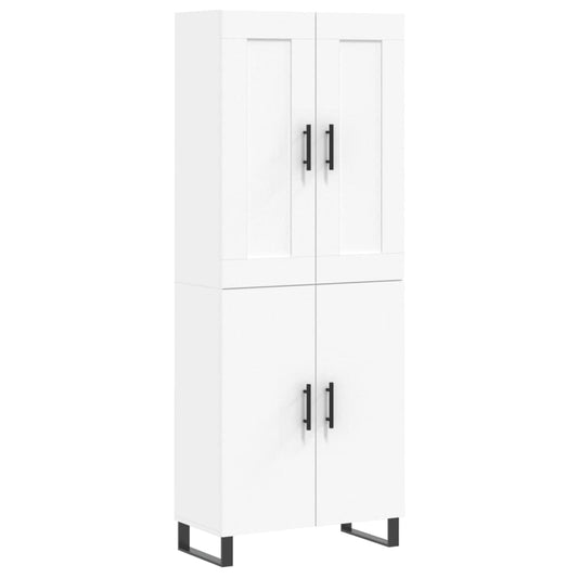 Skříň Highboard Bílá 69,5 X 34 X 180 Cm Kompozitní Dřevo