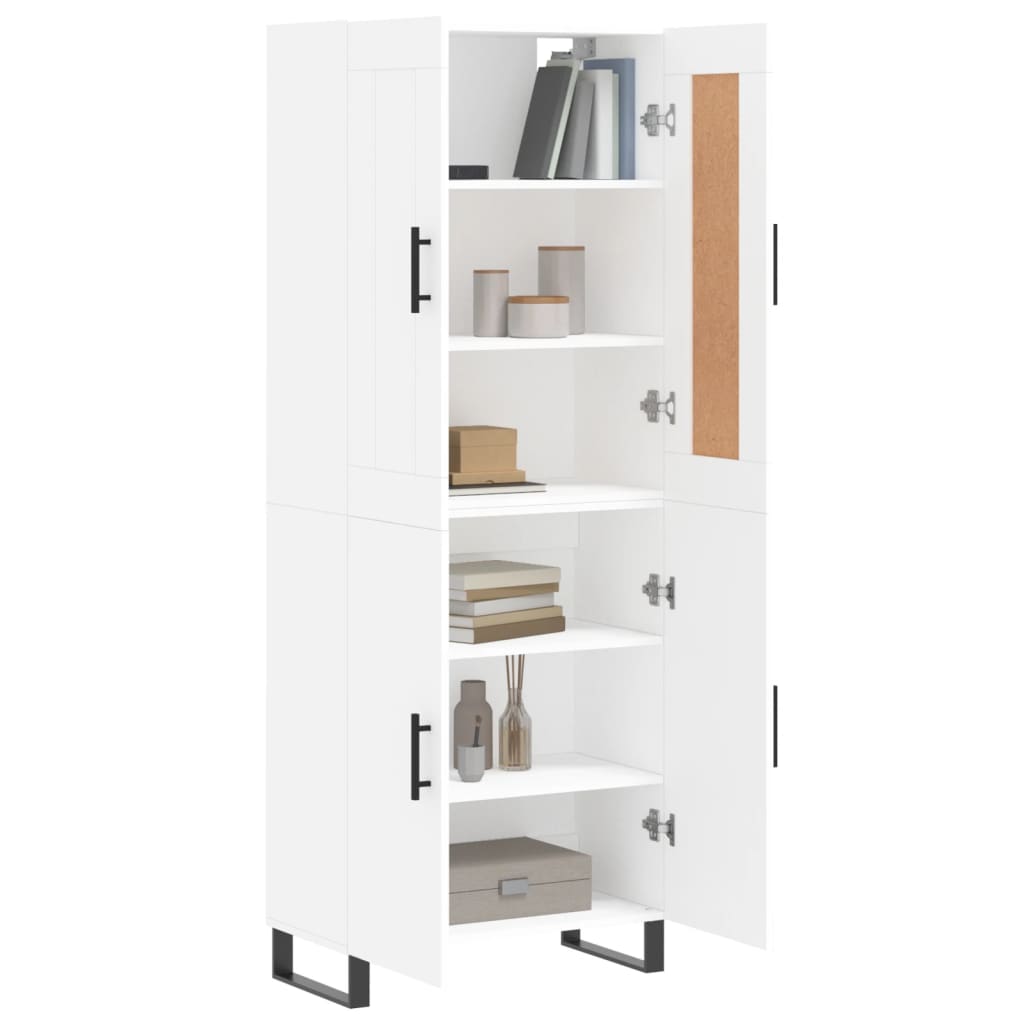 Skříň Highboard Bílá 69,5 X 34 X 180 Cm Kompozitní Dřevo