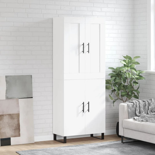 Skříň Highboard Bílá 69,5 X 34 X 180 Cm Kompozitní Dřevo