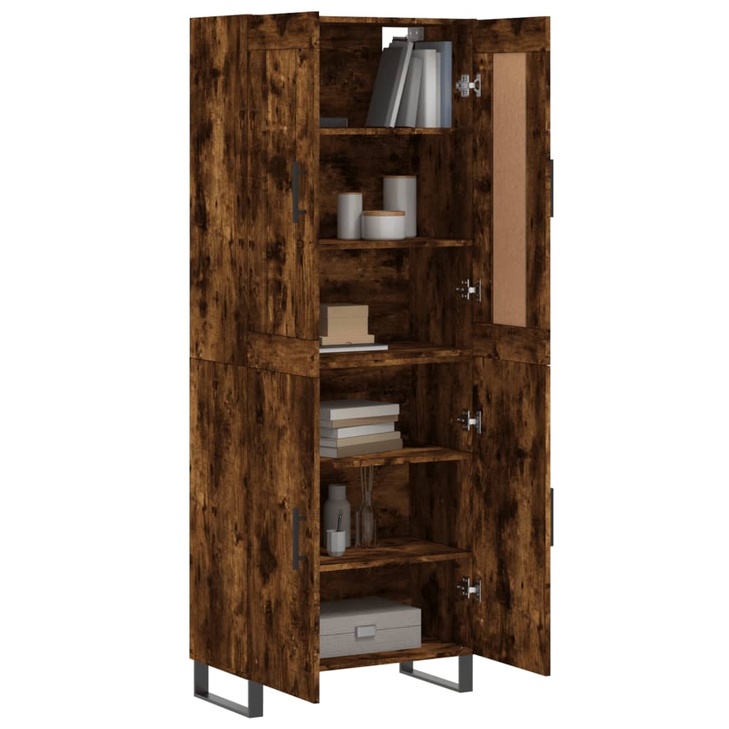 Skříň Highboard Kouřový Dub 69,5 X 34 X 180 Cm Kompozitní Dřevo