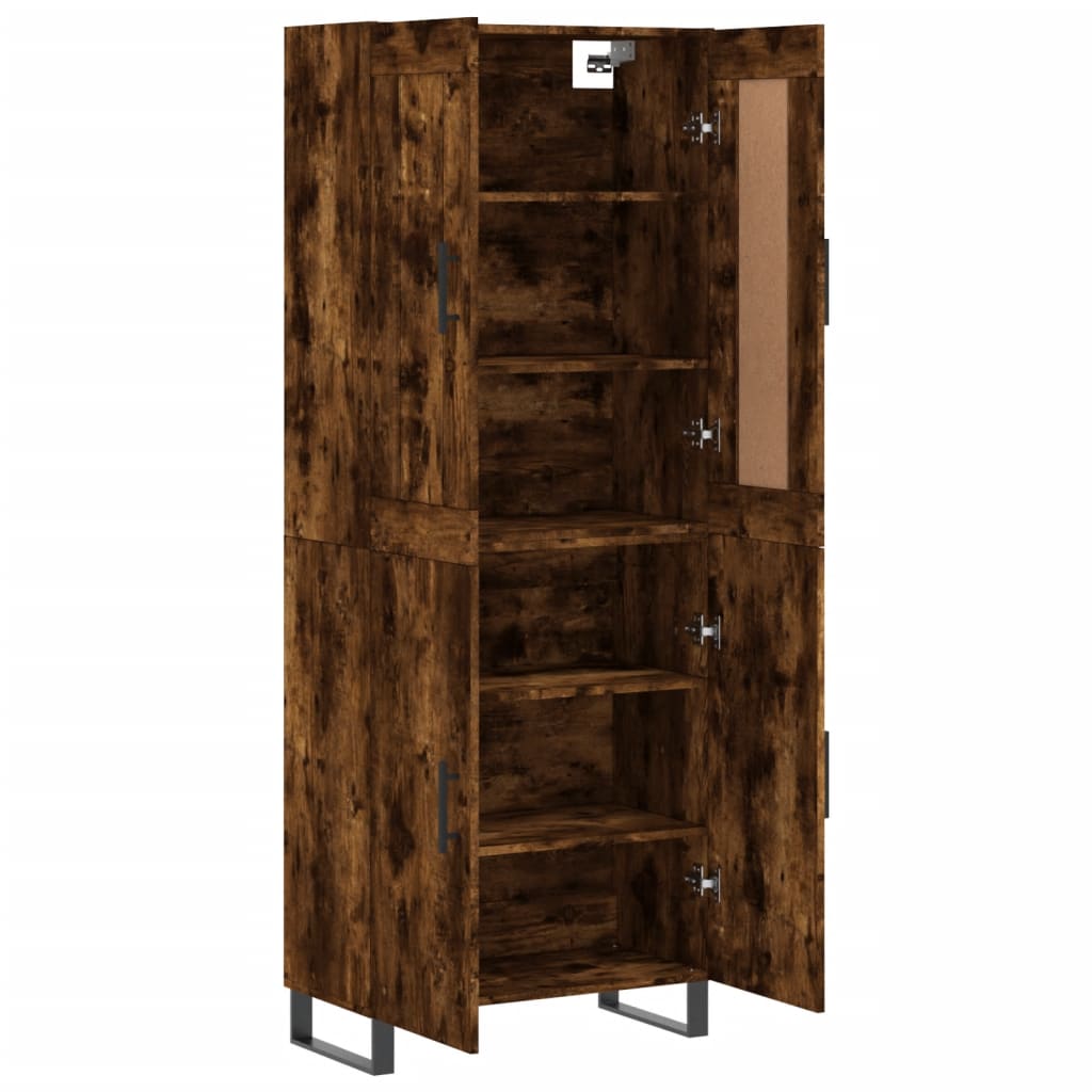 Skříň Highboard Kouřový Dub 69,5 X 34 X 180 Cm Kompozitní Dřevo