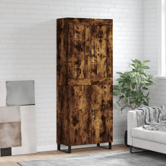 Skříň Highboard Kouřový Dub 69,5 X 34 X 180 Cm Kompozitní Dřevo