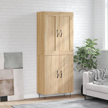 Skříň Highboard Černá 69,5 X 34 X 180 Cm Kompozitní Dřevo