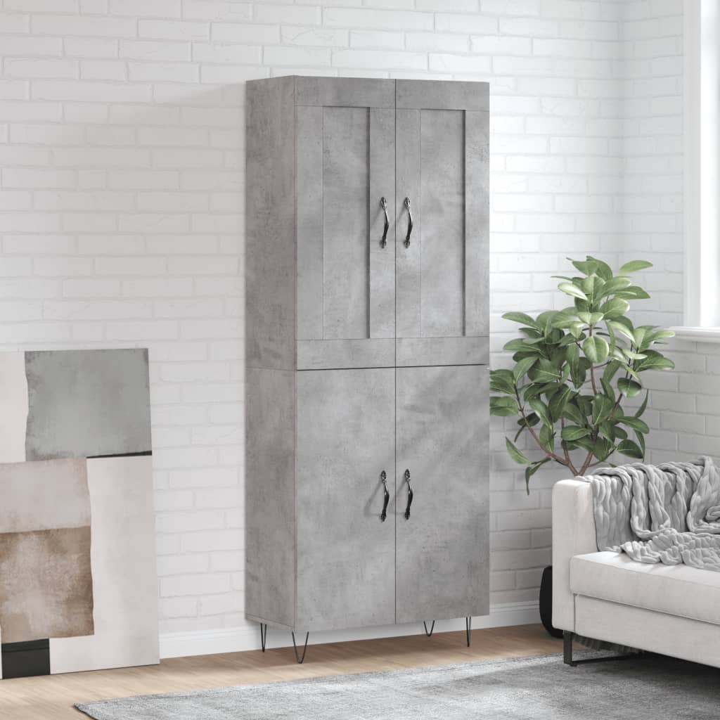 Skříň Highboard Černá 69,5 X 34 X 180 Cm Kompozitní Dřevo