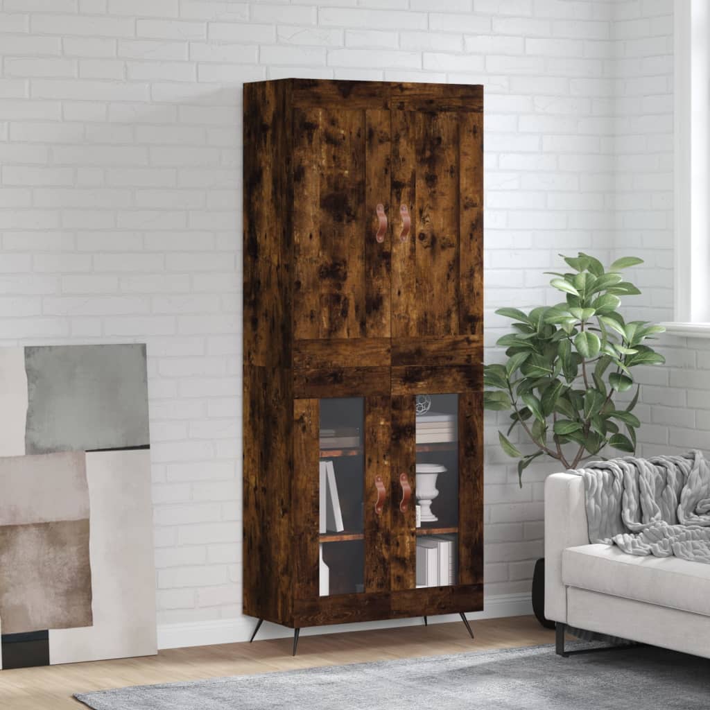 Skříň Highboard Betonově Šedá 69,5X34X180 Cm Kompozitní Dřevo