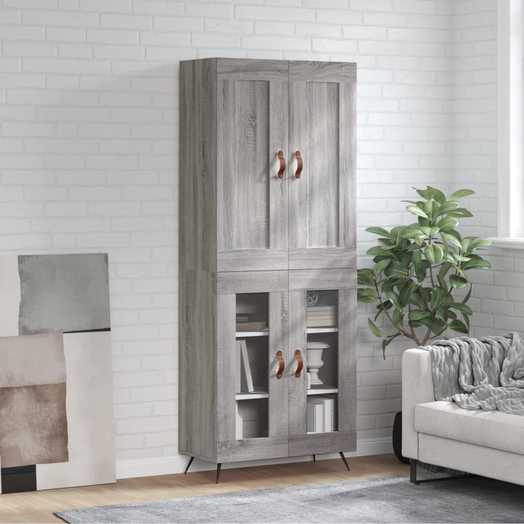 Skříň Highboard Betonově Šedá 69,5X34X180 Cm Kompozitní Dřevo