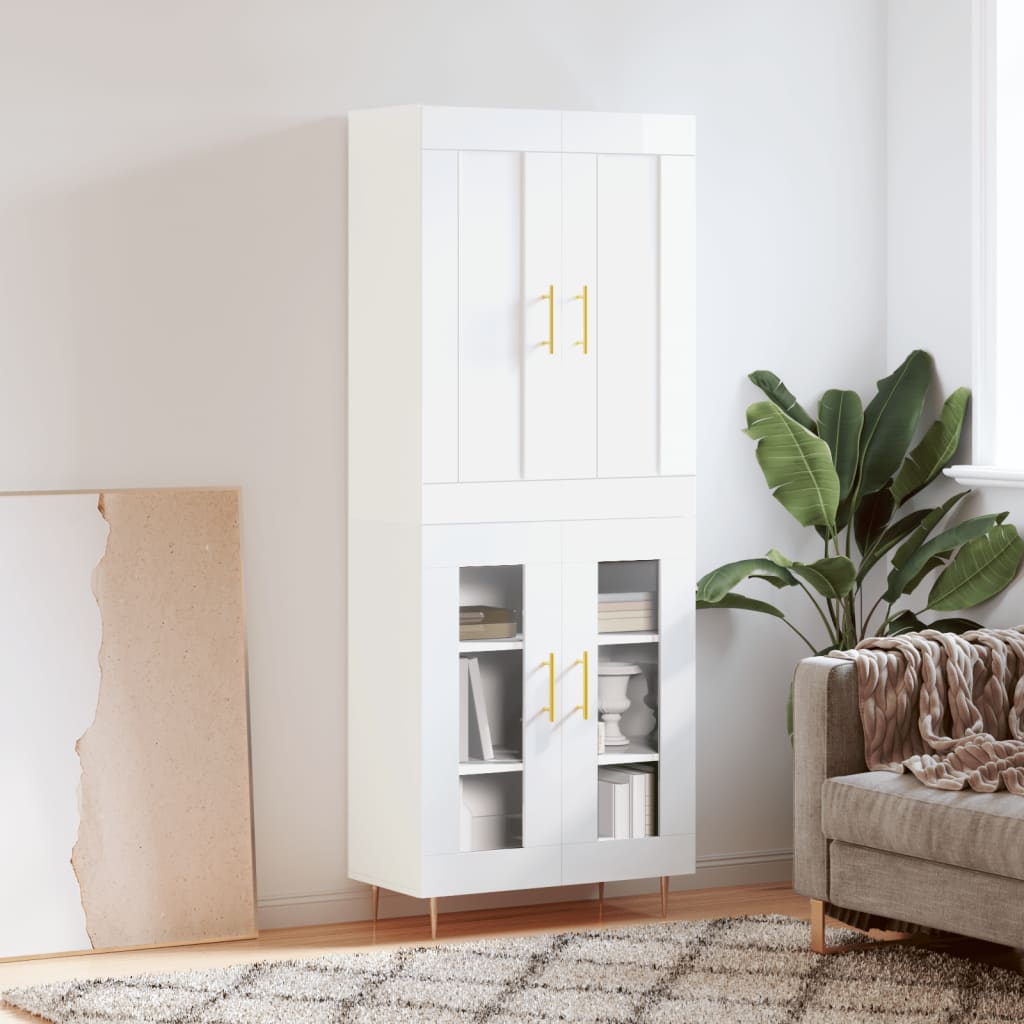 Skříň Highboard Betonově Šedá 69,5X34X180 Cm Kompozitní Dřevo