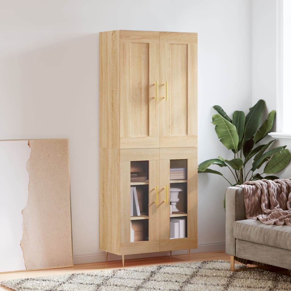 Skříň Highboard Betonově Šedá 69,5X34X180 Cm Kompozitní Dřevo