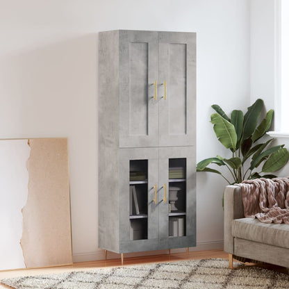 Skříň Highboard Betonově Šedá 69,5X34X180 Cm Kompozitní Dřevo
