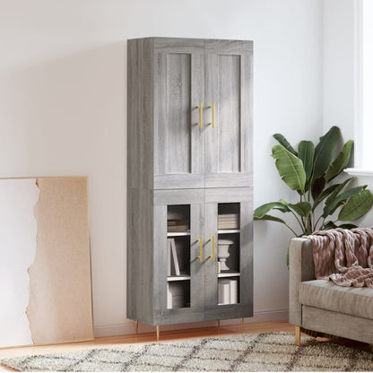 Skříň Highboard Betonově Šedá 69,5X34X180 Cm Kompozitní Dřevo