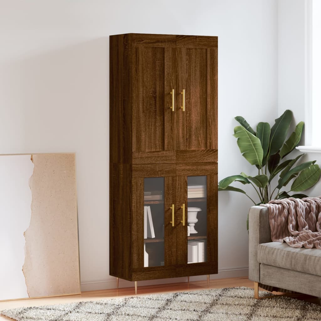 Skříň Highboard Betonově Šedá 69,5X34X180 Cm Kompozitní Dřevo