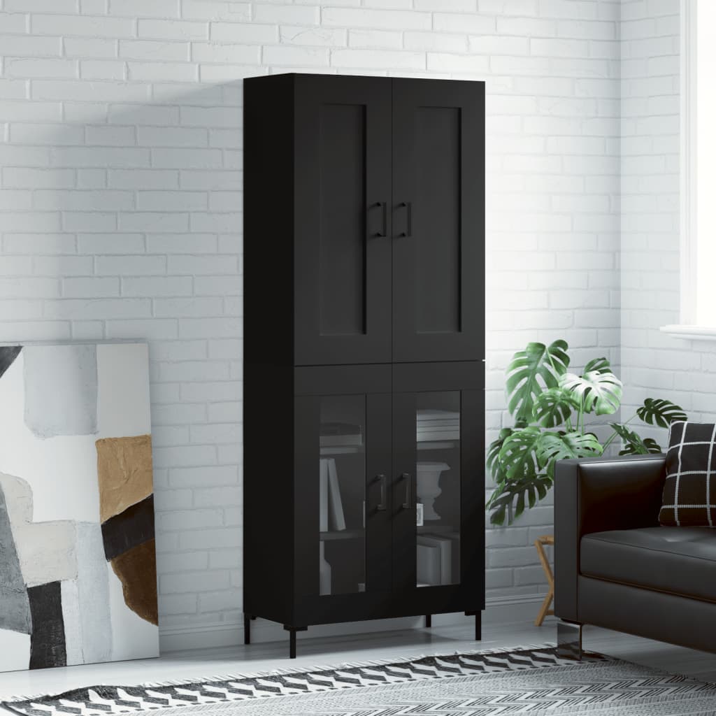 Skříň Highboard Lesklá Bílá 69,5 X 34 X 180 Cm Kompozitní Dřevo