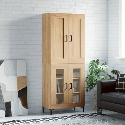Skříň Highboard Lesklá Bílá 69,5 X 34 X 180 Cm Kompozitní Dřevo