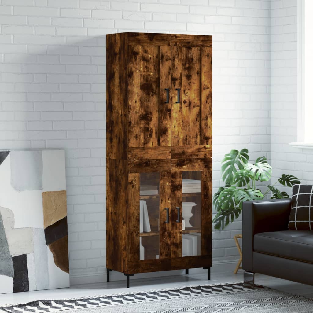 Skříň Highboard Lesklá Bílá 69,5 X 34 X 180 Cm Kompozitní Dřevo