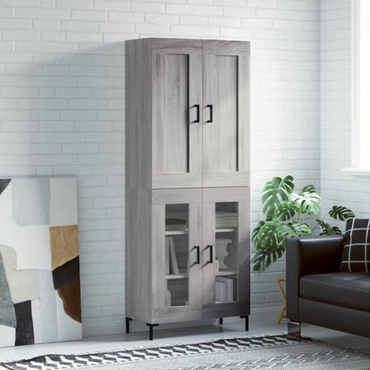 Skříň Highboard Lesklá Bílá 69,5 X 34 X 180 Cm Kompozitní Dřevo