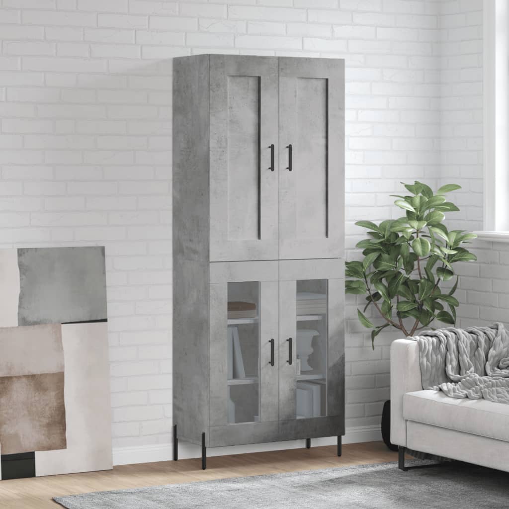 Skříň Highboard Betonově Šedá 69,5X34X180 Cm Kompozitní Dřevo