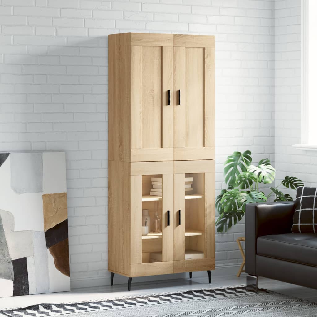 Skříň Highboard Betonově Šedá 69,5X34X180 Cm Kompozitní Dřevo